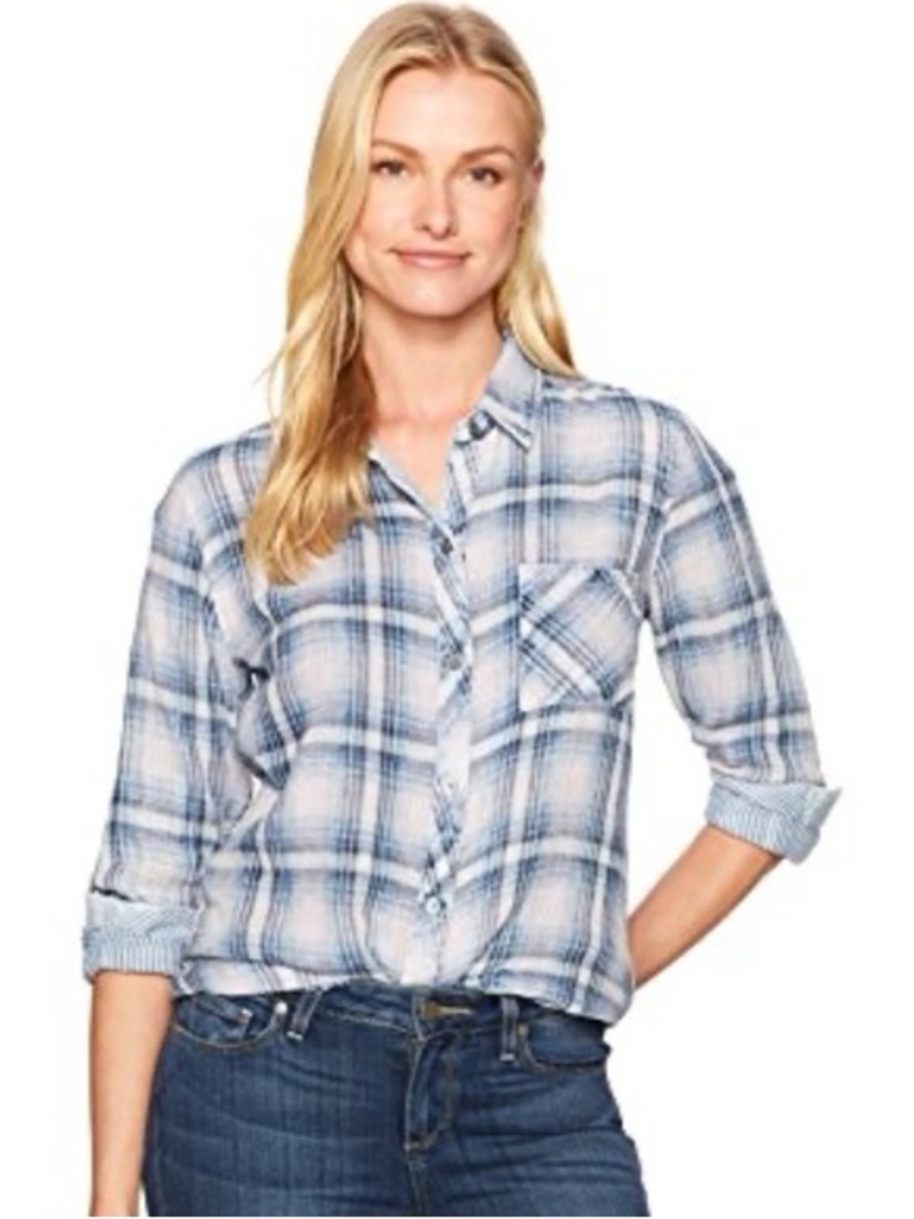 Rails‎ Hunter Pink Blue White Plaid Button Down Shirt size XS